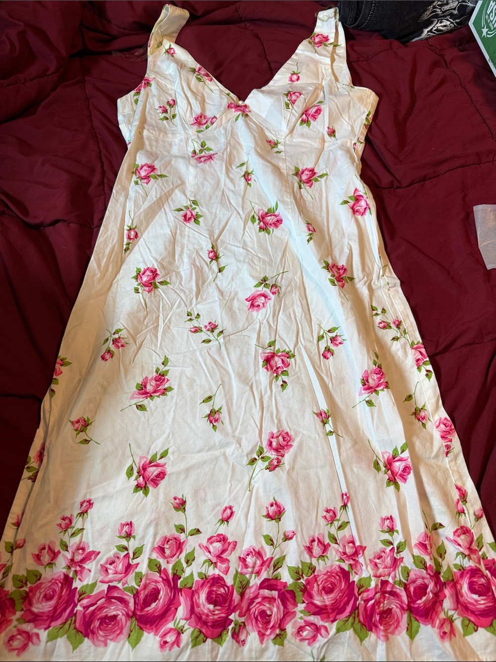 Charlotte Russe White Floral Slip Dress with Pink Roses
